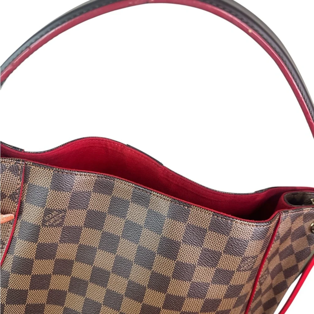 LOUIS VUITTON Damier Ebene Tote Bag with Red Accents - Picture 7 of 10